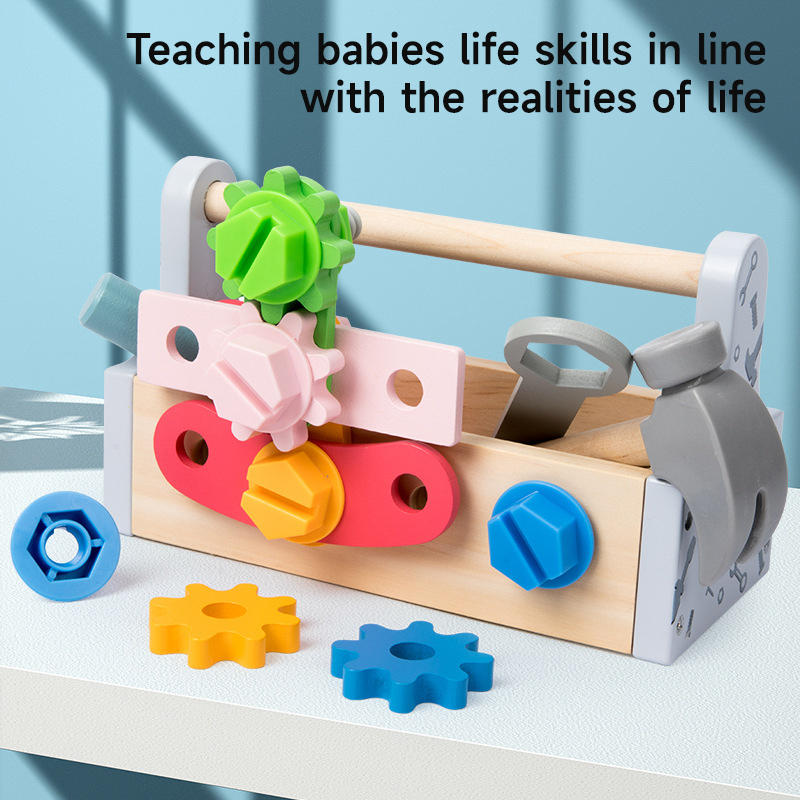 Gardening Tools 5 Year Old - Children Toolbox Wooden Toys DIY Screw