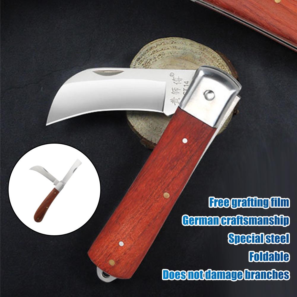 Gardening Tools Knife - Folding Grafting Knife With Wooden Handle