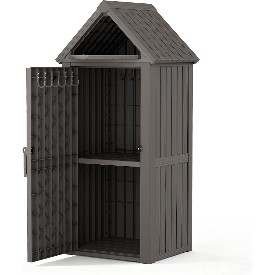 Gardening Tools B&M - Vertical Outdoor Storage Shed: Waterproof Resin