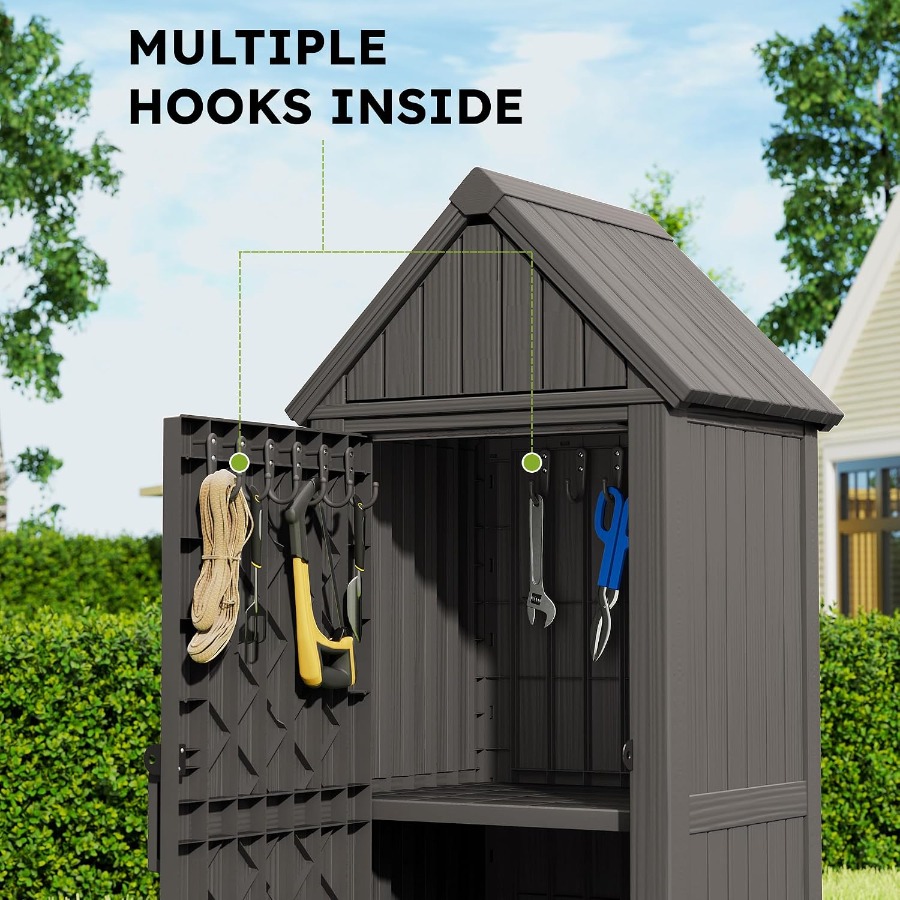Vertical Outdoor Storage Shed: - Gardening Tools B&M review and price