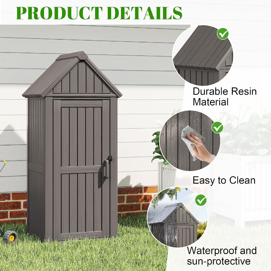 Vertical Outdoor Storage Shed: - Gardening Tools B&M review and price